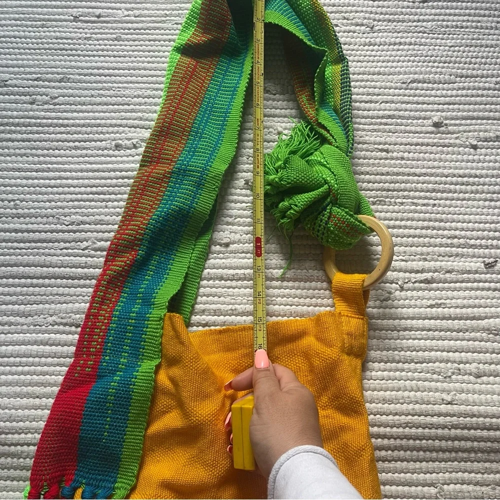 Wayuu Mochila Bag Handmade Boho Crossbody Yellow Woven Strap Artisan